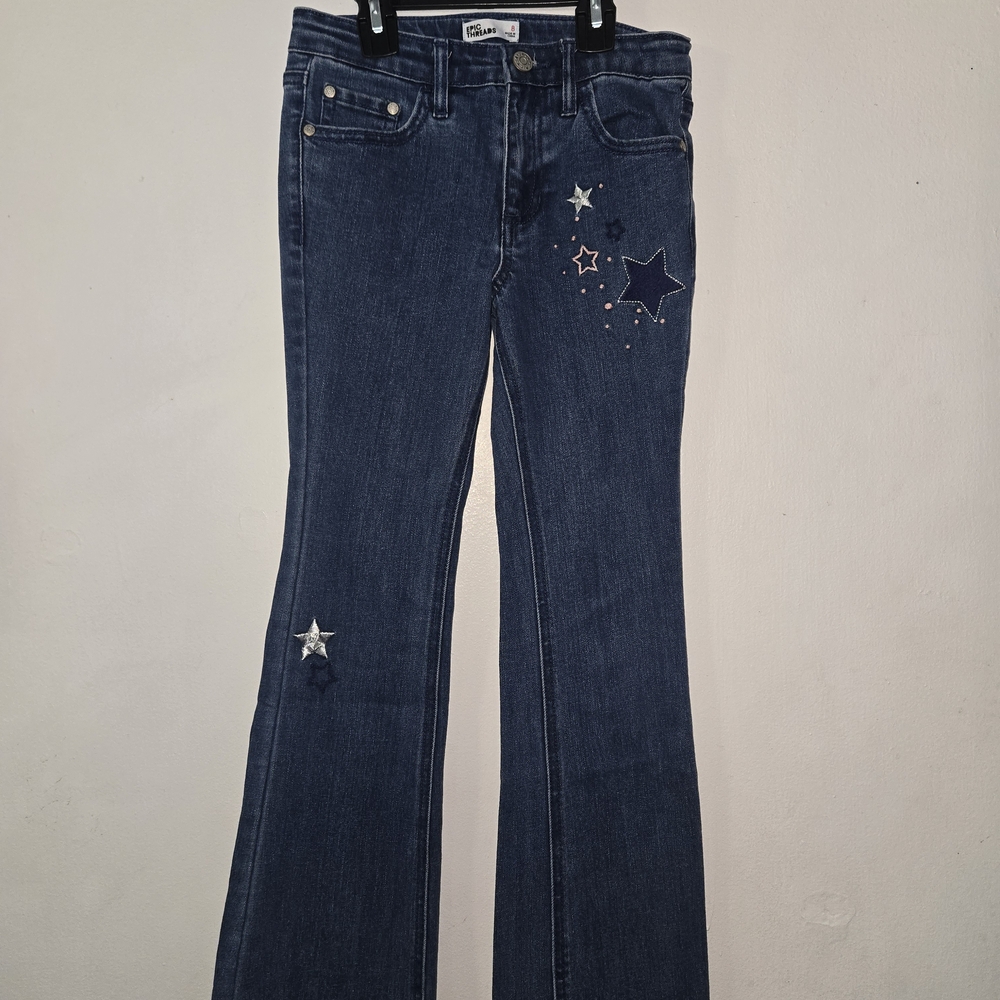 Epic Threads Navy Flare Jeans with Star Details